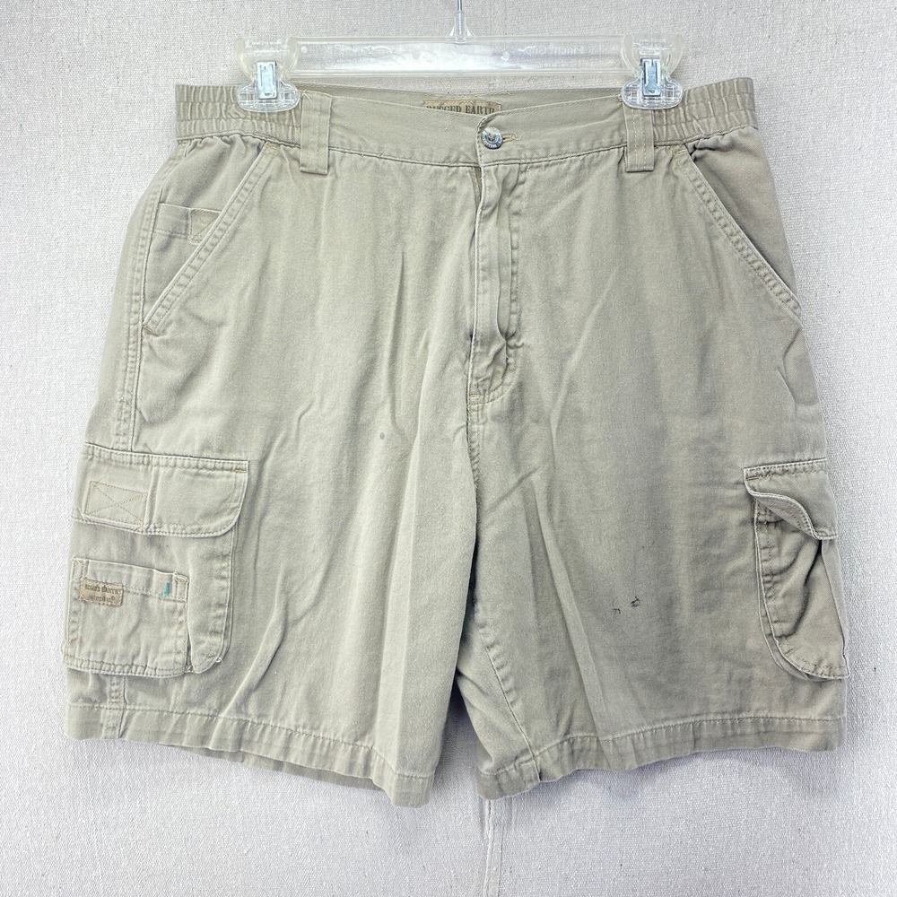 Rugged Earth Shorts Mens M Brown Cargo Utility Hiking Comfort Flex Stretch Waist